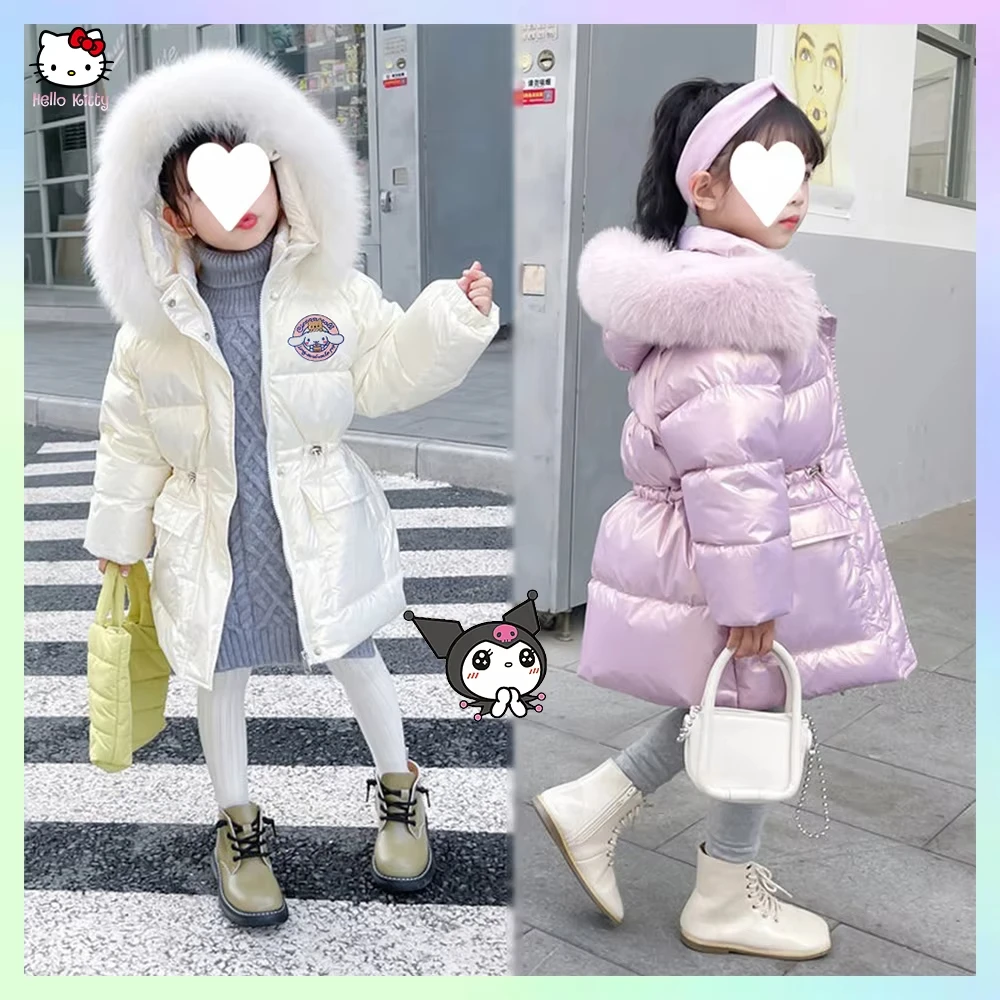 Winter Girls Kids Kawaii Parkas Jacket Down Coat Anime Cinnamoroll Kuromi Sanrio Princess Coats Clothes Kids Clothing for Girl