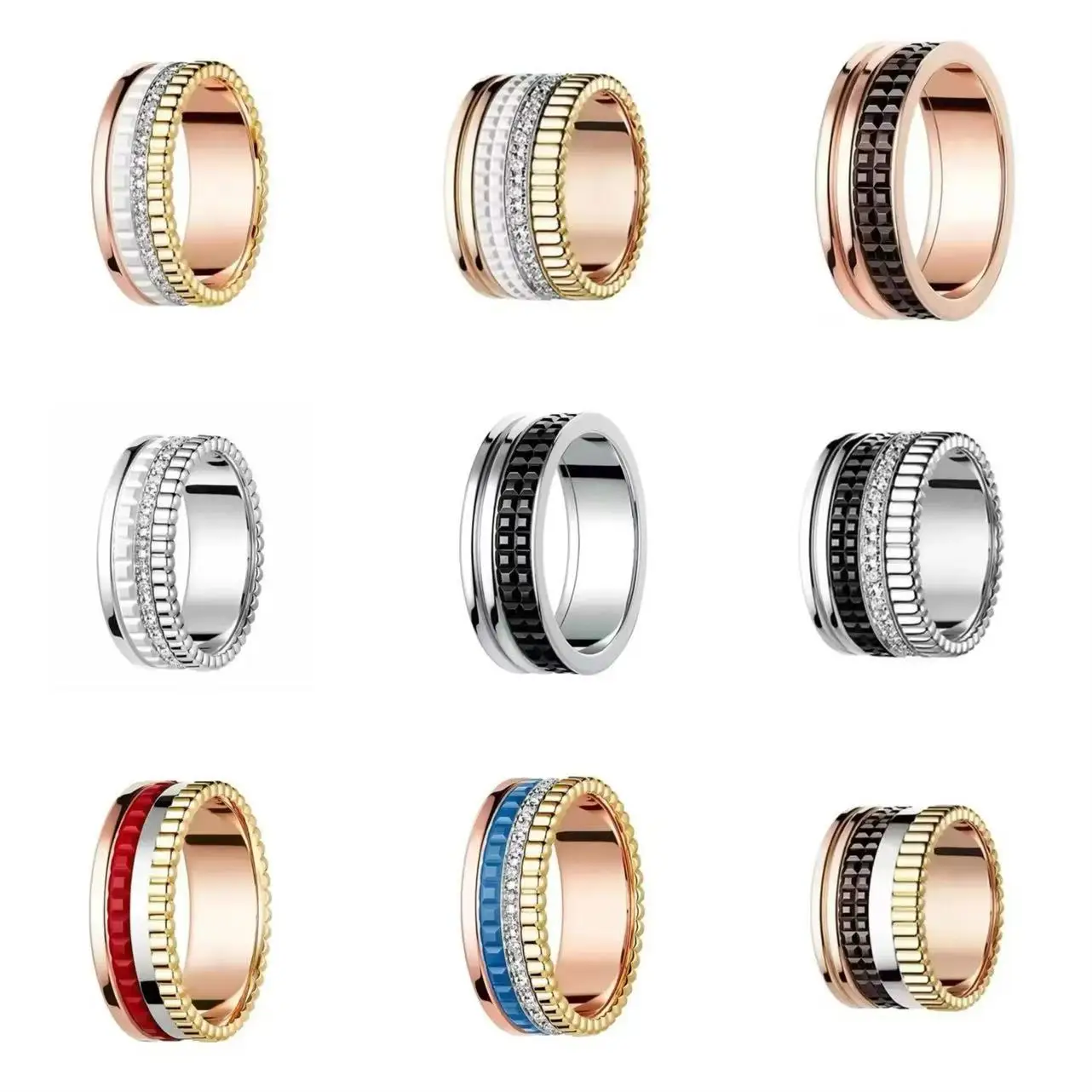 High-quality new couple ring red, white and black rotating ceramic ring for men and women luxury brand fashion accessories.