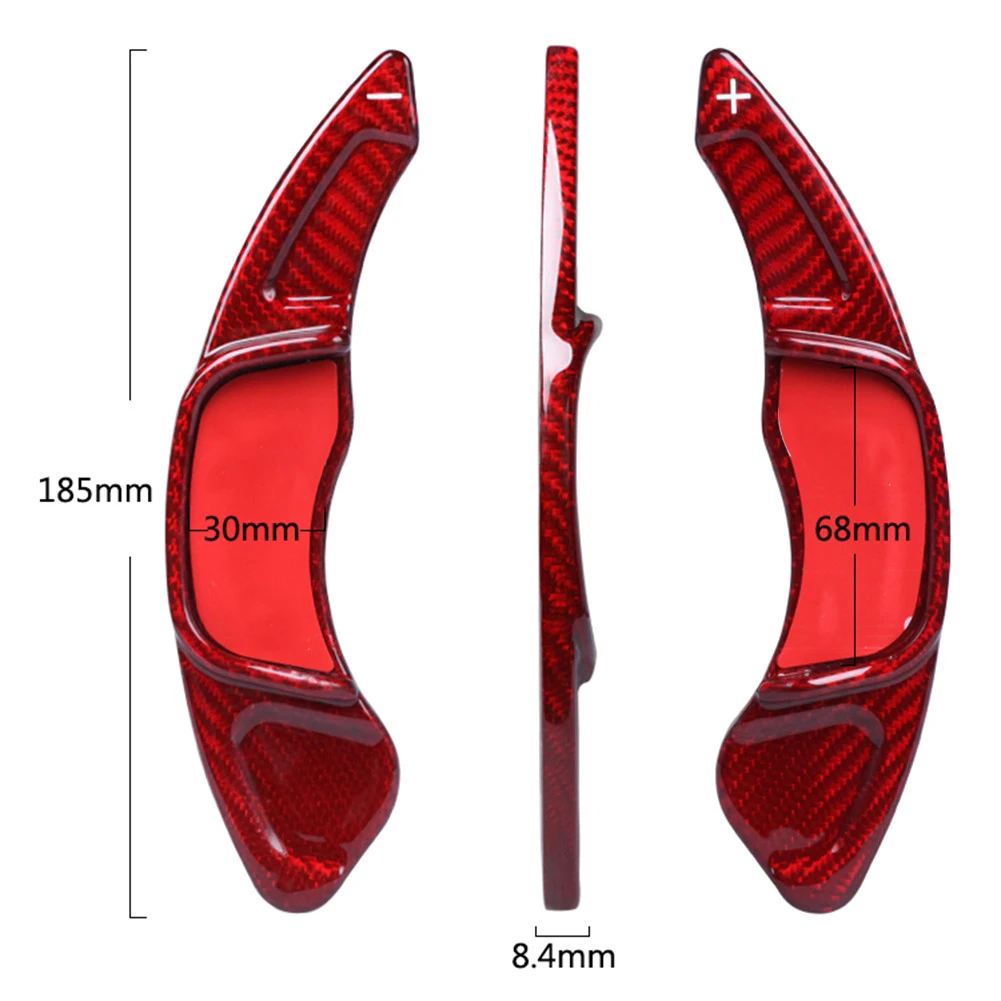 Carbon Fiber Auto Steering Wheel Shift Paddle Extension Set For VW Golf 7 Scirocco 2015-2017 & Sagitar GLI 2016-2017 Black/Red