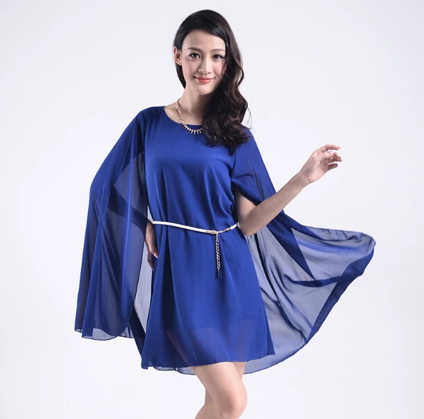 2024 Summer women clothing,bat sleeve shawl leisure chiffon dress,women casual vestido de festa DRESS
