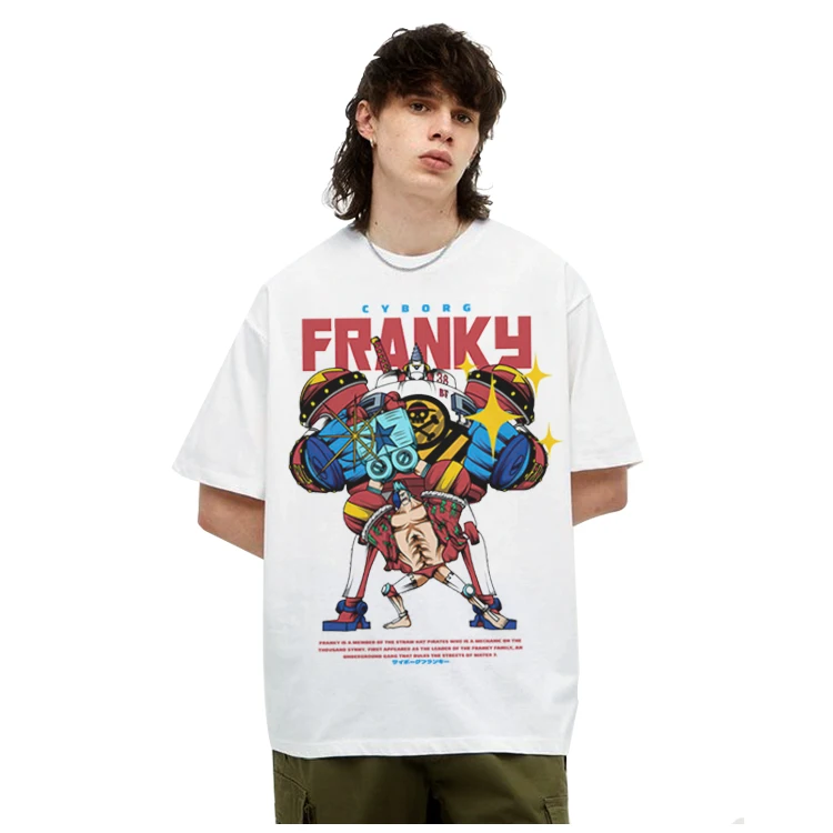 

ONE PIECE French Heavy T-shirt Men's Short Sleeve American Retro Pure Cotton Versatile Casual Vintage Original Half Sleeve