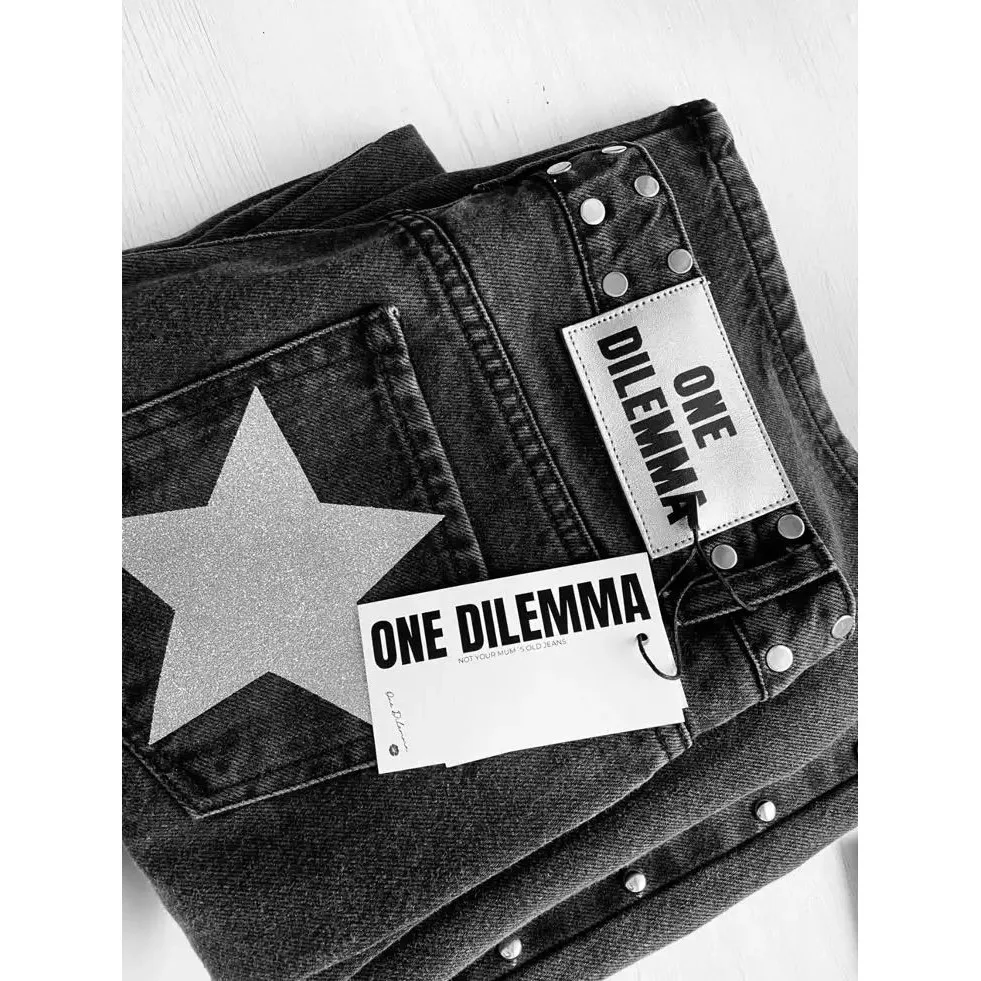 

Готические женские джинсы с пайетками ONE DILEMMA Y2K Faion Clothing Женские джинсовые брюки со сверкающими пайетками для блестящего образа