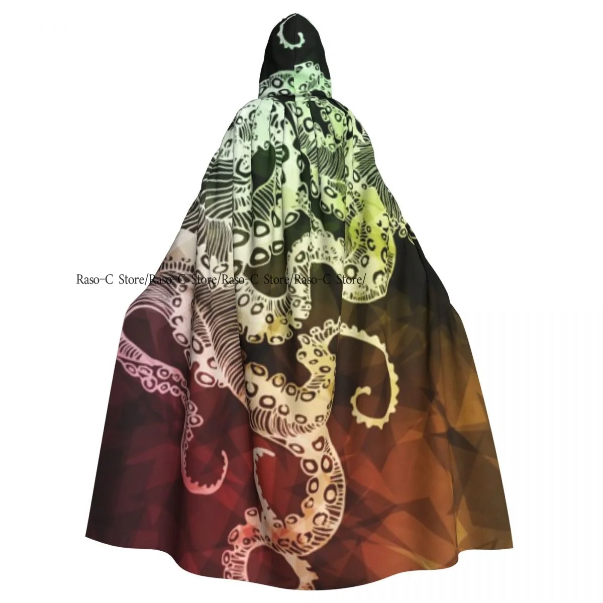 Unisex Adult Hipster Polygonal Desig Cloak with Hood Long Witch Costume Cosplay