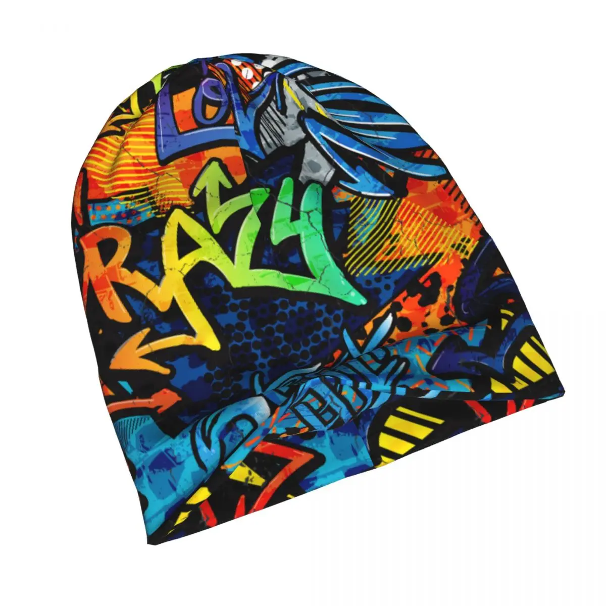 Bonnet Hats Graffiti Art Pattern Men Women\'s Thin Skullies Beanies Hat Graffiti Bricks Paint Drips Words Cap Street Caps