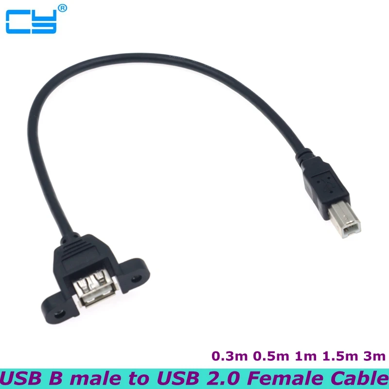 USB 2.0 Female Socket Panel Mount to USB B Female Extension Printer Cable for Printer Scanner Computer Connection Cable