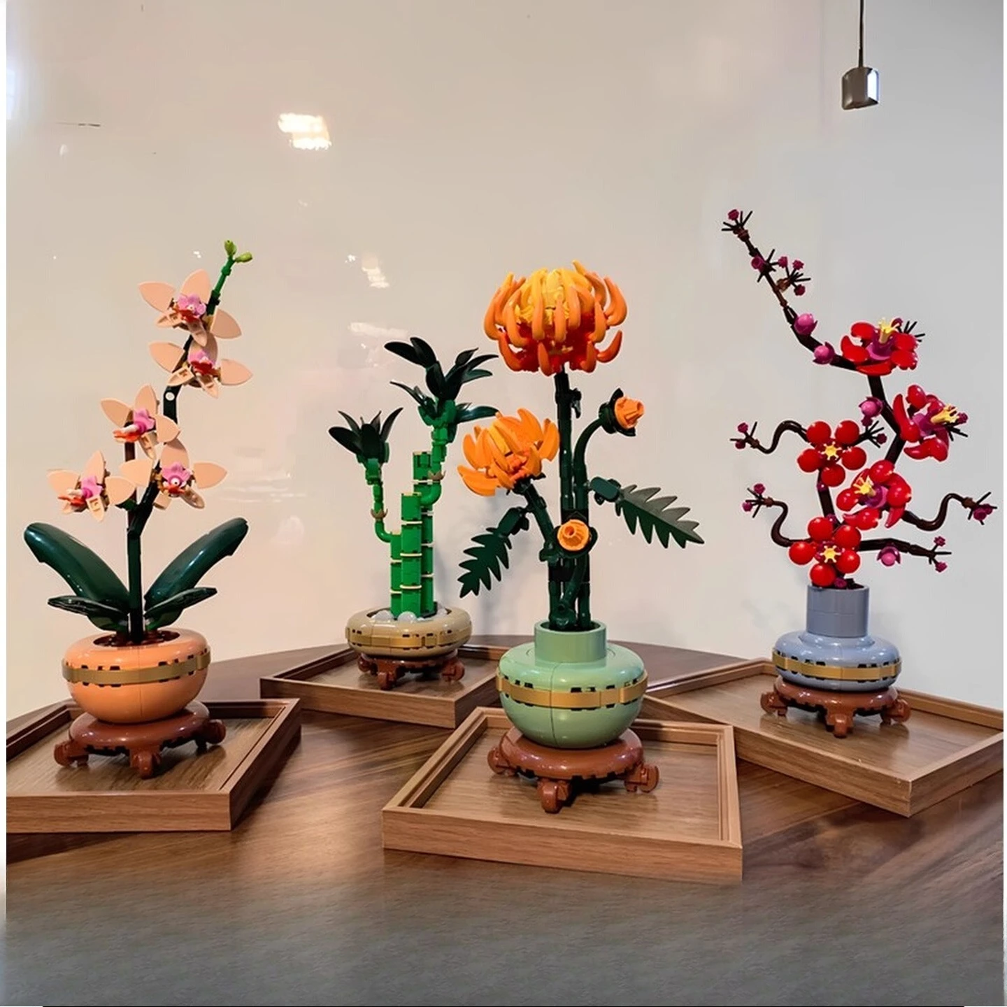 

Мини-орхидея, счастливая бамбуковая хризантема, цветение сливы, строительные блоки, растение, цветок, строительные кирпичи, игрушка в подарок для девочек и детей