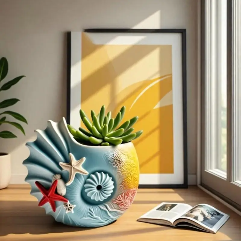 A52E Detailed Conch Silicone Mold For DIY Resin Art Crafts Jewelry Dish Cement Planter Home Decoration