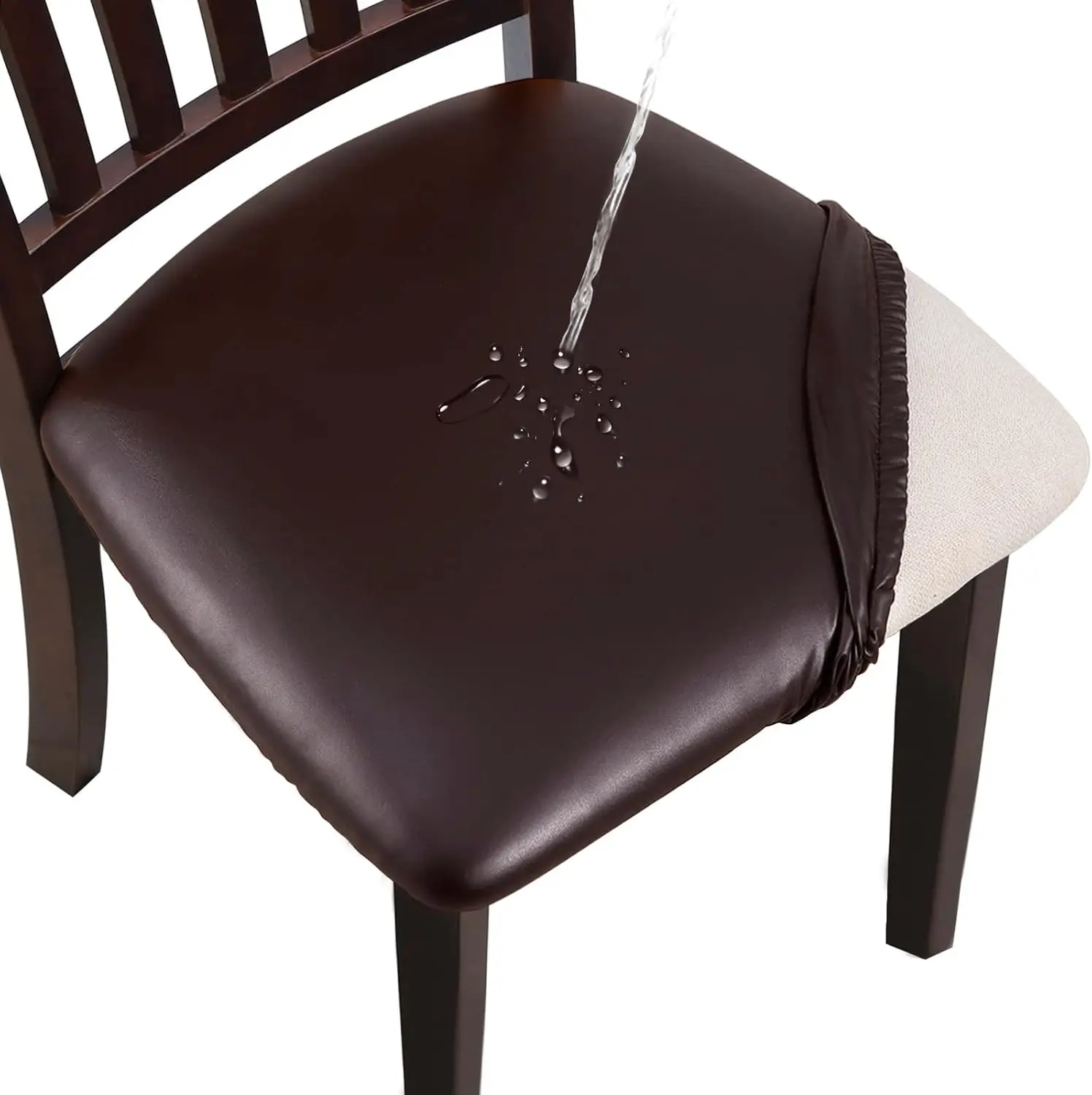 

Chair Seat Covers Set Of 6, Pu Leather Waterproof Dining Room Chair Covers, Stretch Chair Cover For Dining Room Chair Protector