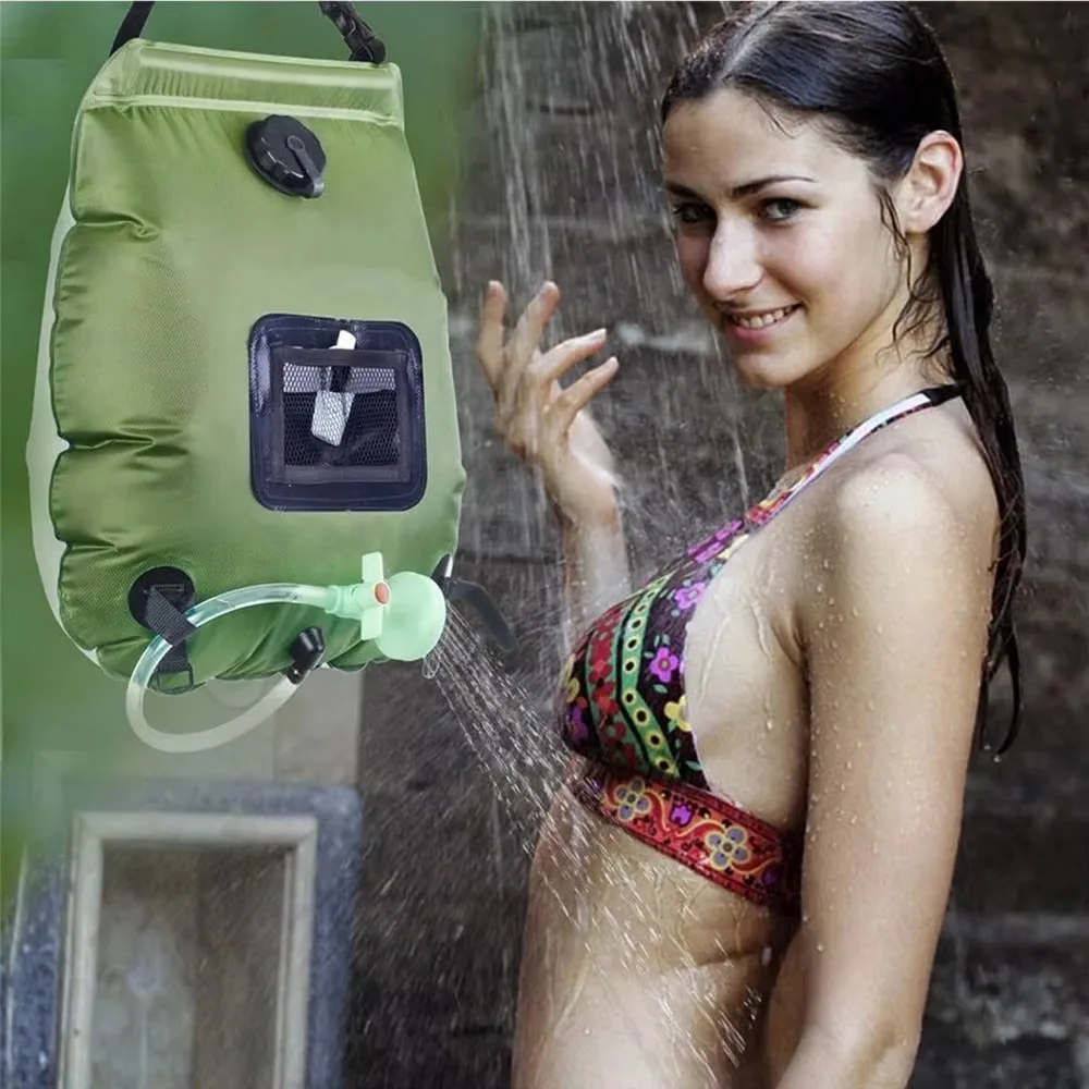 

Portable Portable Solar Shower Bag with Detachable Hose Shower Head Switch Shower Head Camping Shower Bag 20 Liter Capacity
