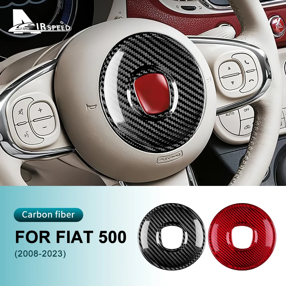 

Real Hard Carbon Fiber Sticker For Fiat 500 Abarth 595 Abarth 695 2008-2023 Car Center Steering Wheel Interior Trim Accessories