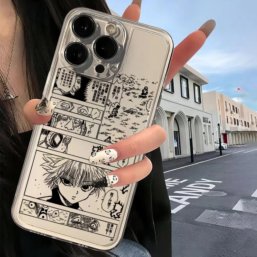 Hot Anime Black HUNTERS×HUNTERS Phone Case For iPhone 16 15 14 13 12 11 Mini Pro Max X XR XSMax 7 8 Plus SE20 Transparent Cover