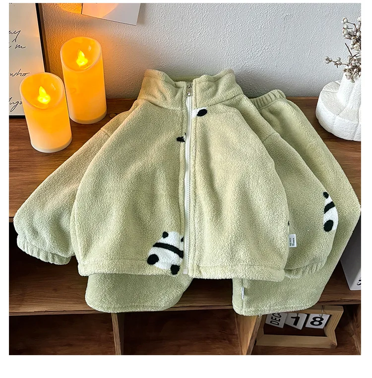 2026 Herbst Winter Kinder Flanell-Pyjama-Sets Baby Junge Mädchen Cartoon Purppy Dicker Warmer Reißverschlussmantel+Hose 2-teilige Kinder-Loungewear – Detail 10