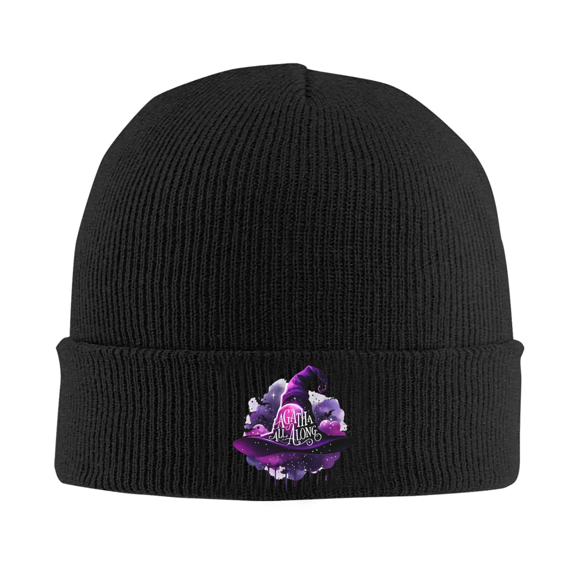 Agatha All Along Movie Purple Witchy Knitted Hats Autumn Winter Beanie Baggy Harkness Tarot Caps Unisex Acrylic Hip Hop Bonnet