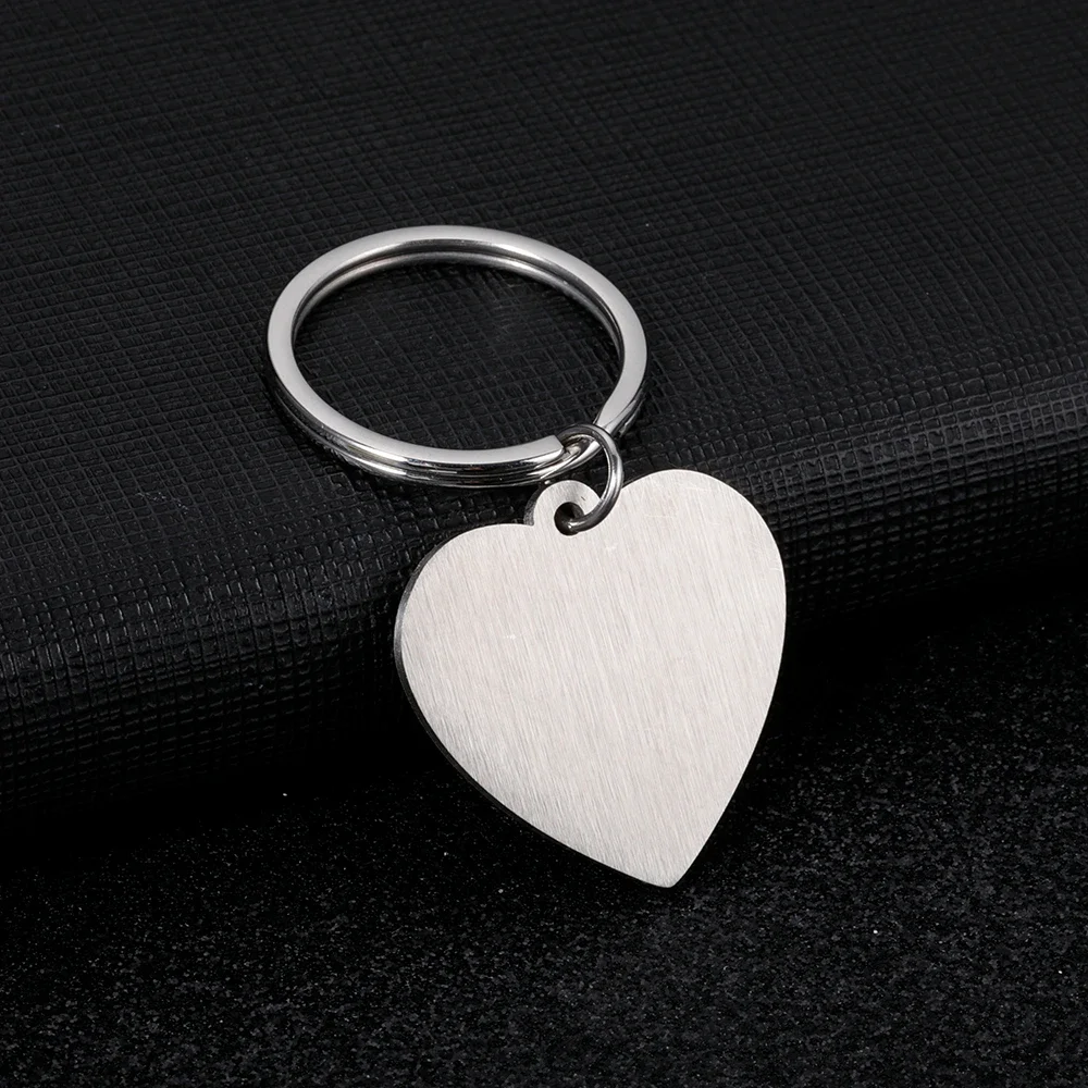 Wholesale 10Pcs/Lot Blank Heart Pet ID Tag for DIY Custom Logo Couple Name Heart Keychain Stainless Steel Keychains Accessories