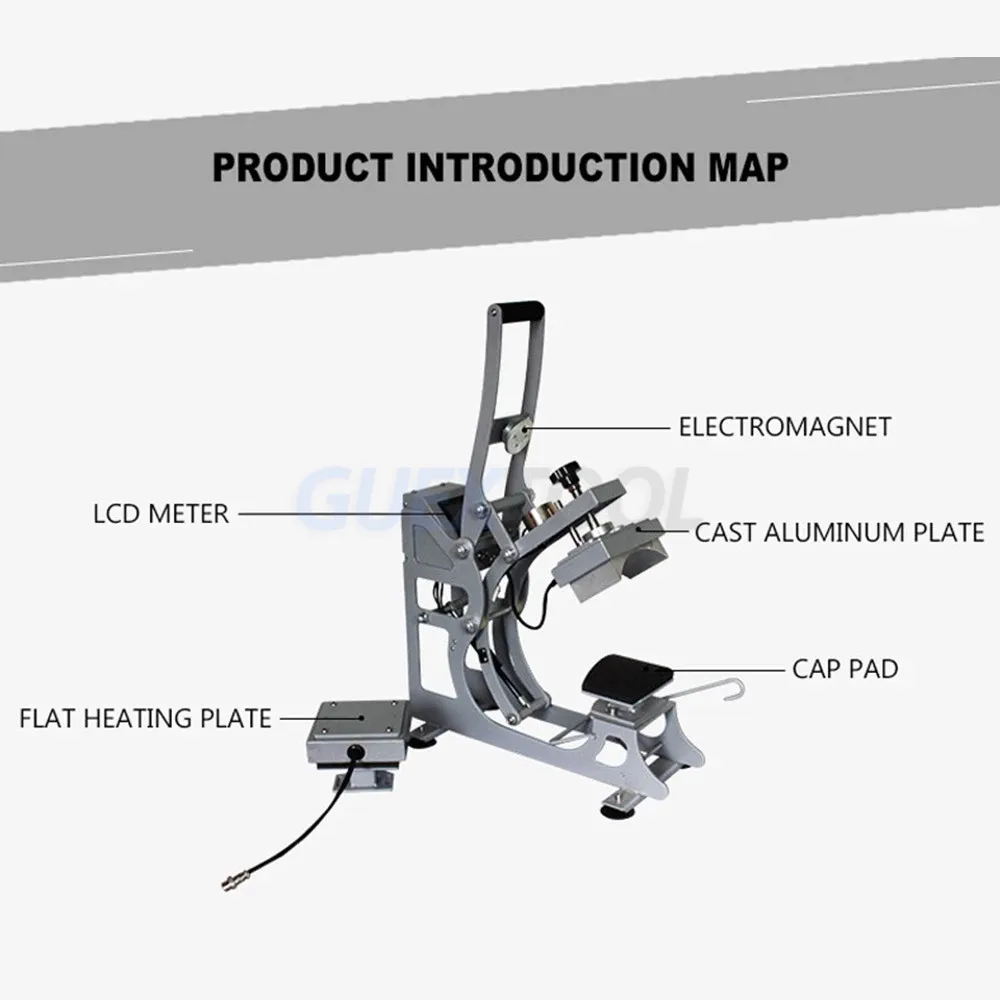 Portable Cap Heat Press Printer 2in1 Hat T-Shirt Sublimation Transfer Printing Machine 8*14/12*12 Hot Stamp Machine