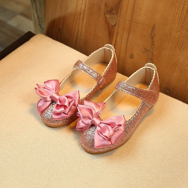 Autumn Girls Soft-bottom Non-slip Flat Princess Shoes Children Bow Lace-free Mary Jane Shoes Kids School Stage Shoes Casual Shoe