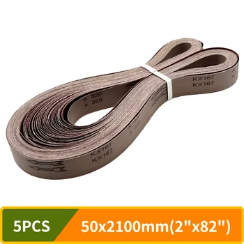 5 pièces 2100x50mm bandes abrasives adaptées au ponceuse à bande électrique P40-P1000 grains assortis bandes abrasives en oxyde d'aluminium