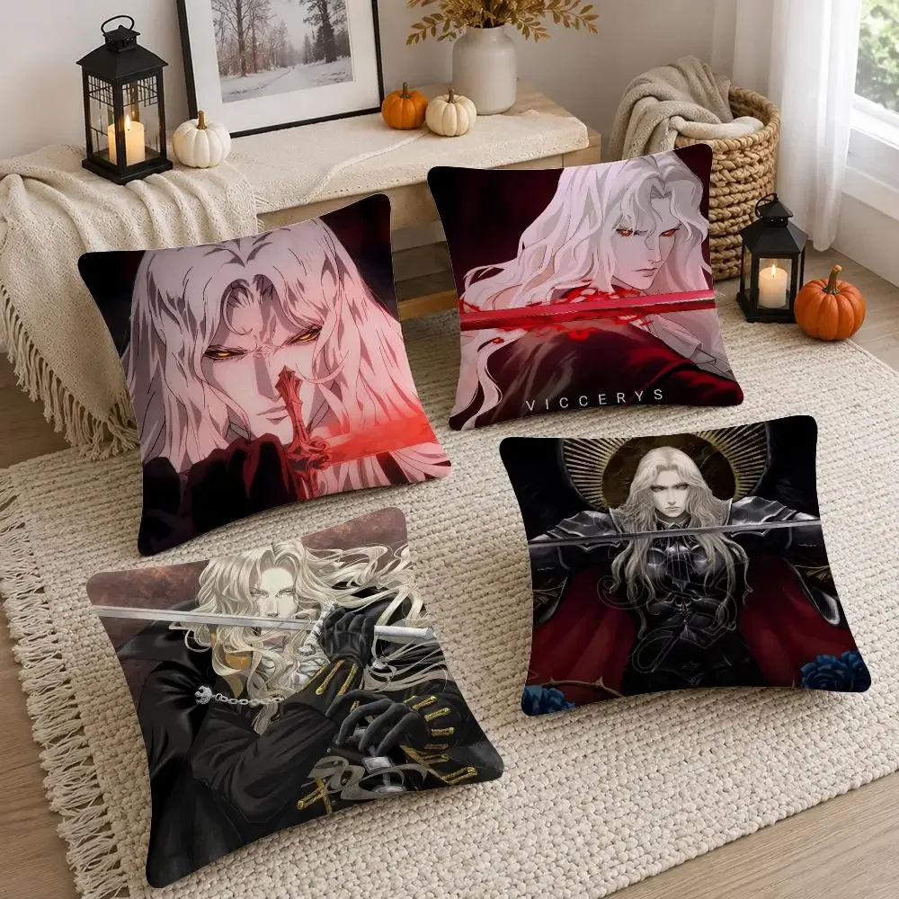 Game Character Castlevania Alucard Cushion Cover Soft Fluffy Short Plush  Pillow Case Home Decor