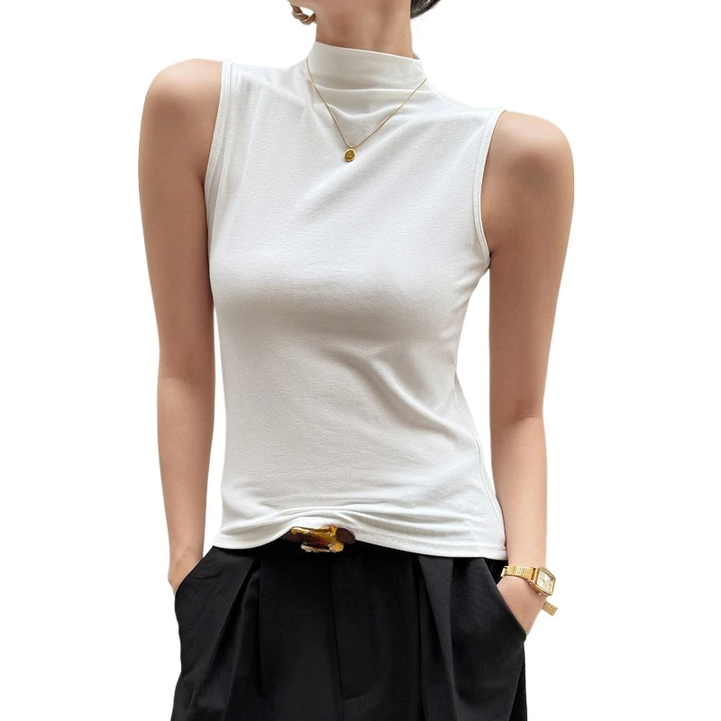 Korean Fashion White Camisole Vest Women Loose Round Neck H-shaped Sleeveless Top Spring Summer Plus Size Solid Color Vest