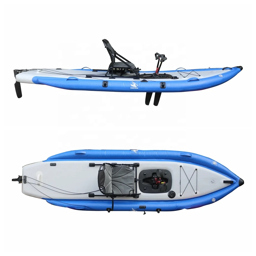 

Vicking Professional Drive System Pedal Kayak Canoe 12ft Inflatable Sport Boat For Fishing Hot Sale 4m Length PVC Kayak Rivers