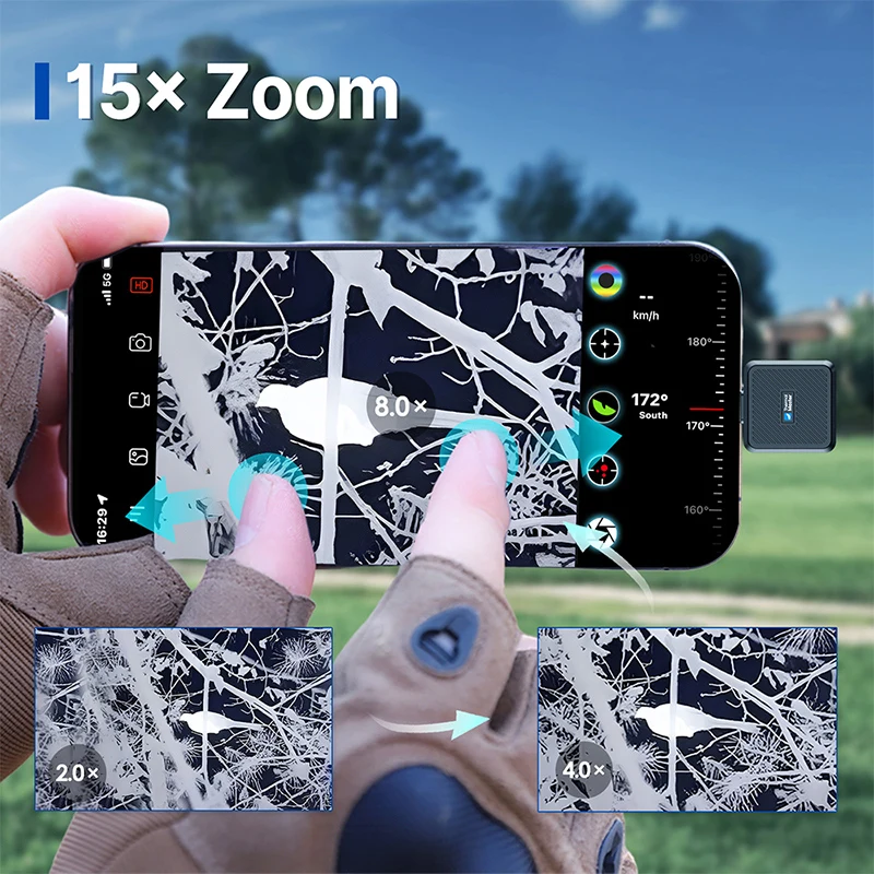 Tepelný imager pro hon jelen 1579 dvory T2PRO noc vidění monokulární působnosti pro iPhone a Android smartphone