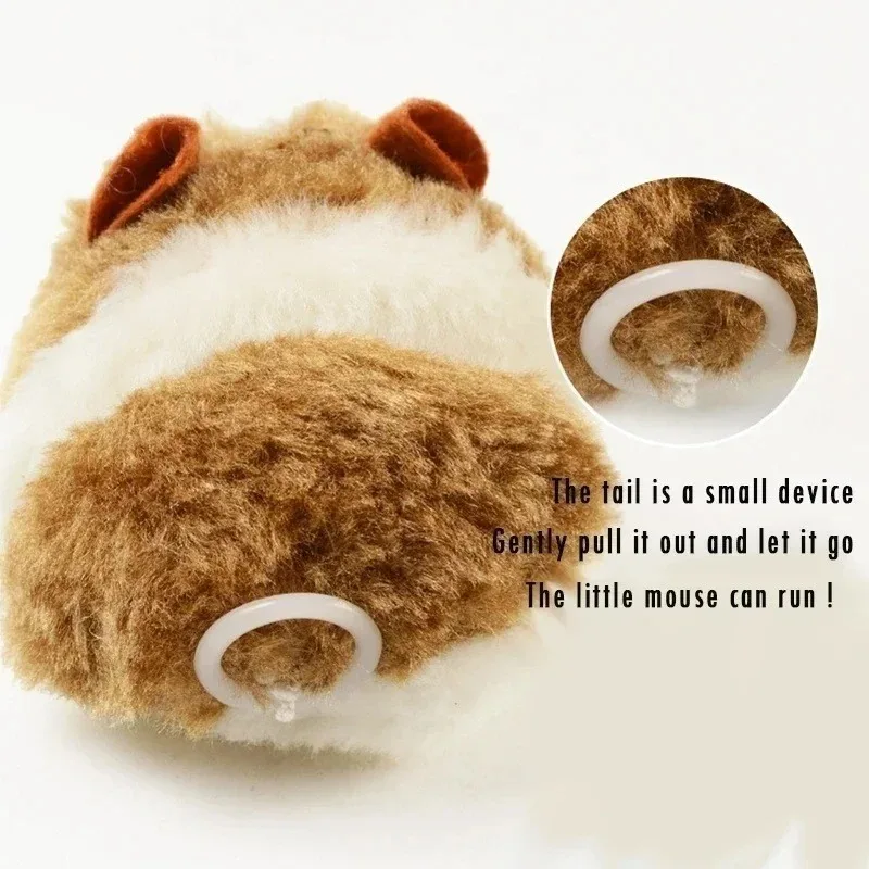 Brinquedos interativos de hamster de pelúcia simulação animal de estimação gatinho segurança mouse de pelúcia brinquedo mecânico vai virar e fugir