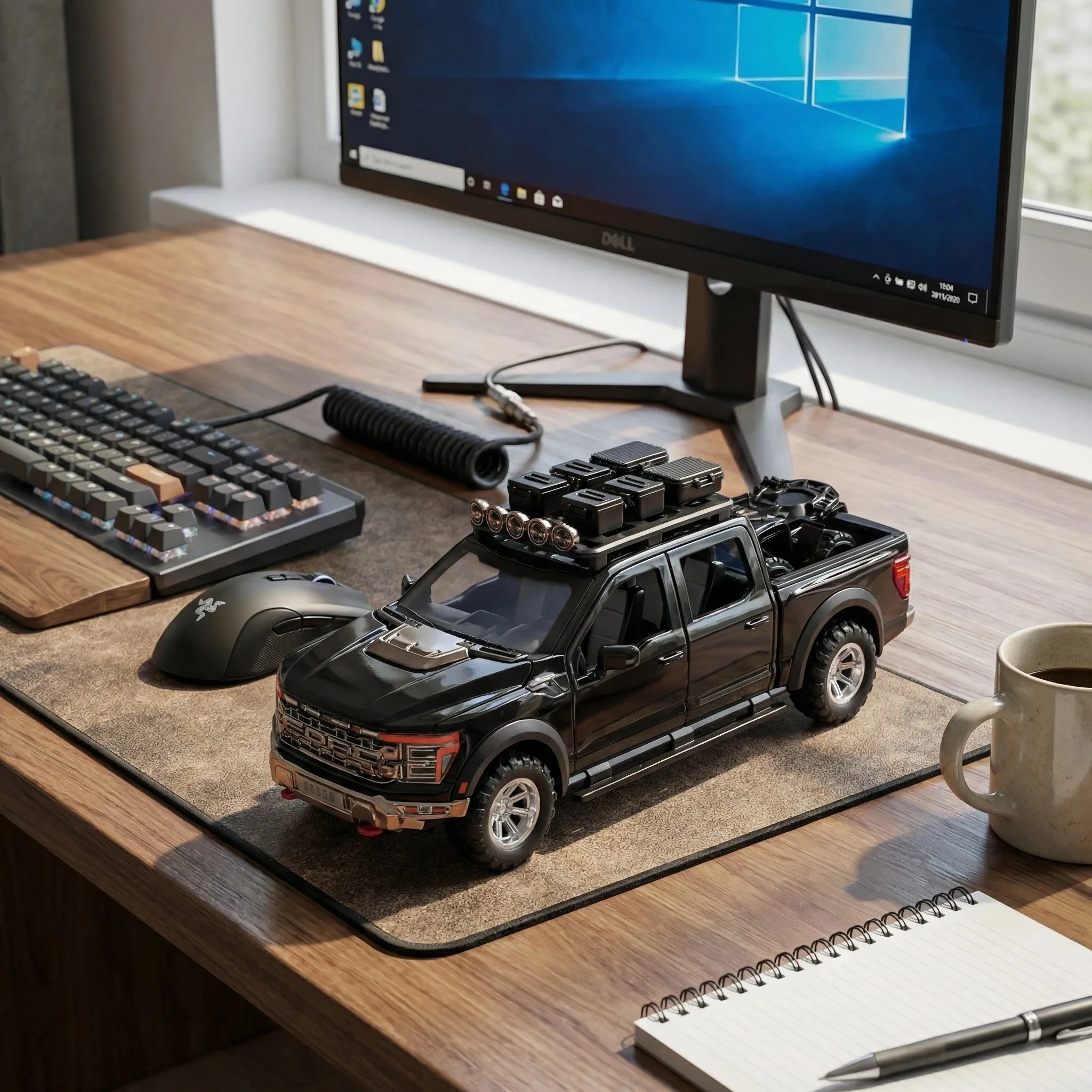 

Металлическая модель внедорожного пикапа F150 в масштабе 1:24, со звуком и светом, откатывающаяся игрушка, модный сувенир, подарок на день рождения для друга