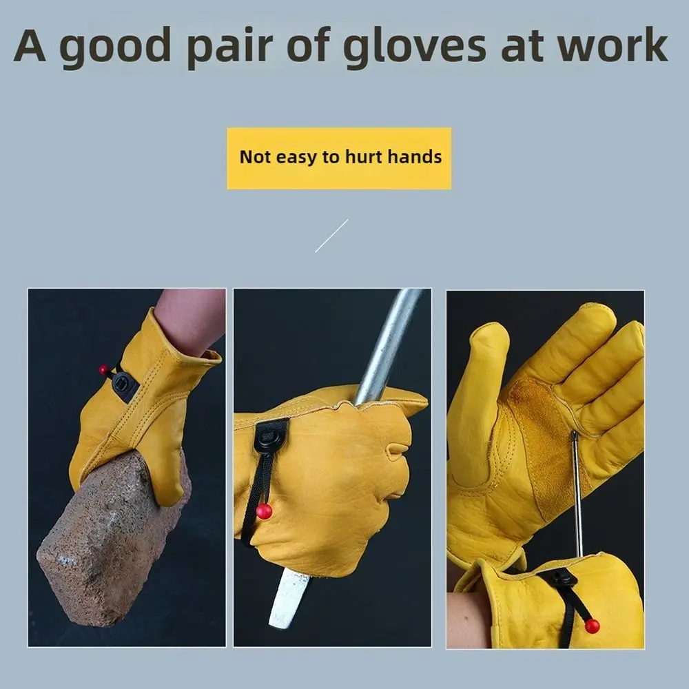 

With Adjustable Wrist Rope Outdoor Work Gloves Wear-resistant Gauntlets Gardening Safety Gloves Flexible Heat Resistant