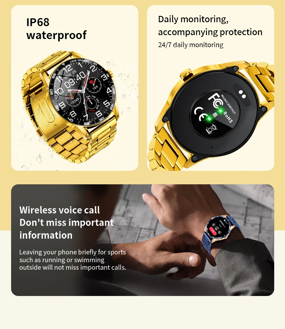 LIGE 2026 New Smartwatch Men 1.38" HD Bluetooth Call Heart Rate Monitor Waterproof Sport Smart Watch Women For Android iOS Phone