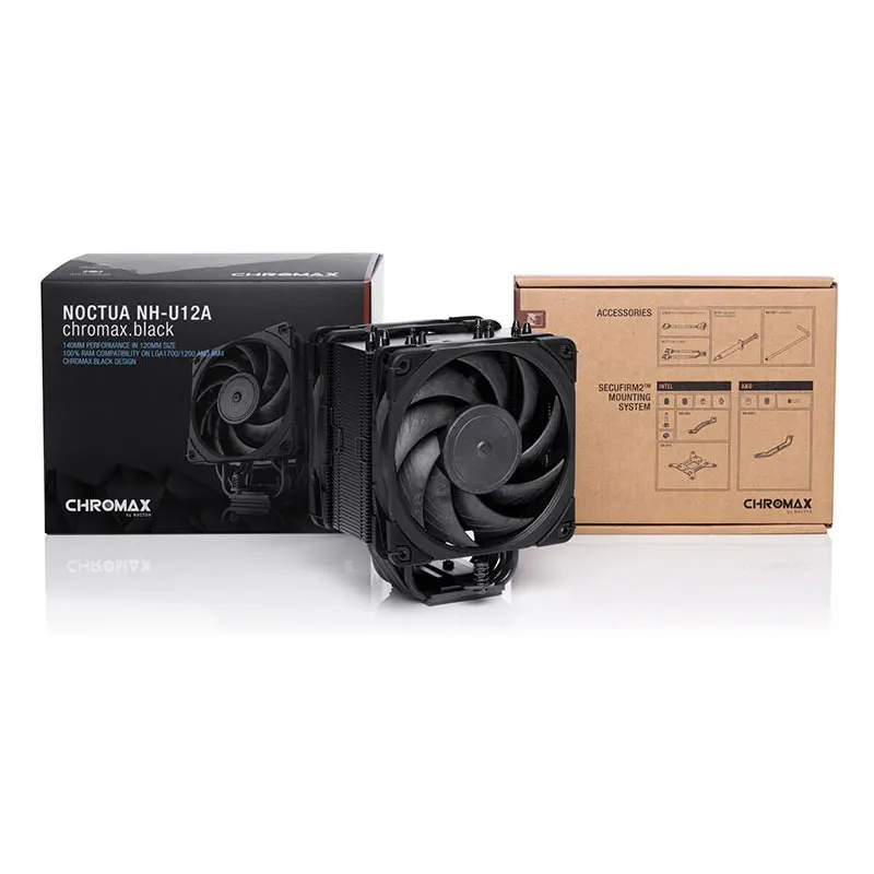 Imagem -04 - Noctua Nh-u12a Radiador de Cpu Preto Ventilador Duplo Pwm Sso Rolamento Tubos de Calor Suporte de Baixo Ruído Multi-plataforma Anos de Garantia