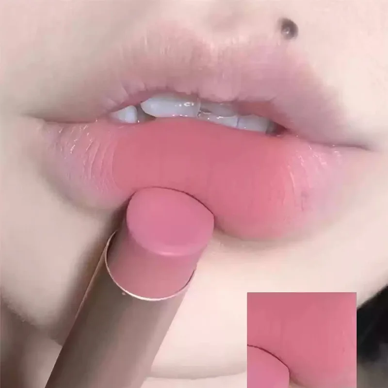 Matte Velvet Lipstick Cool Brown Silky Long Lasting Waterproof Non-stick Cup Lip Gloss Soft Mist Nude Tint Lipstick Lip Makeup