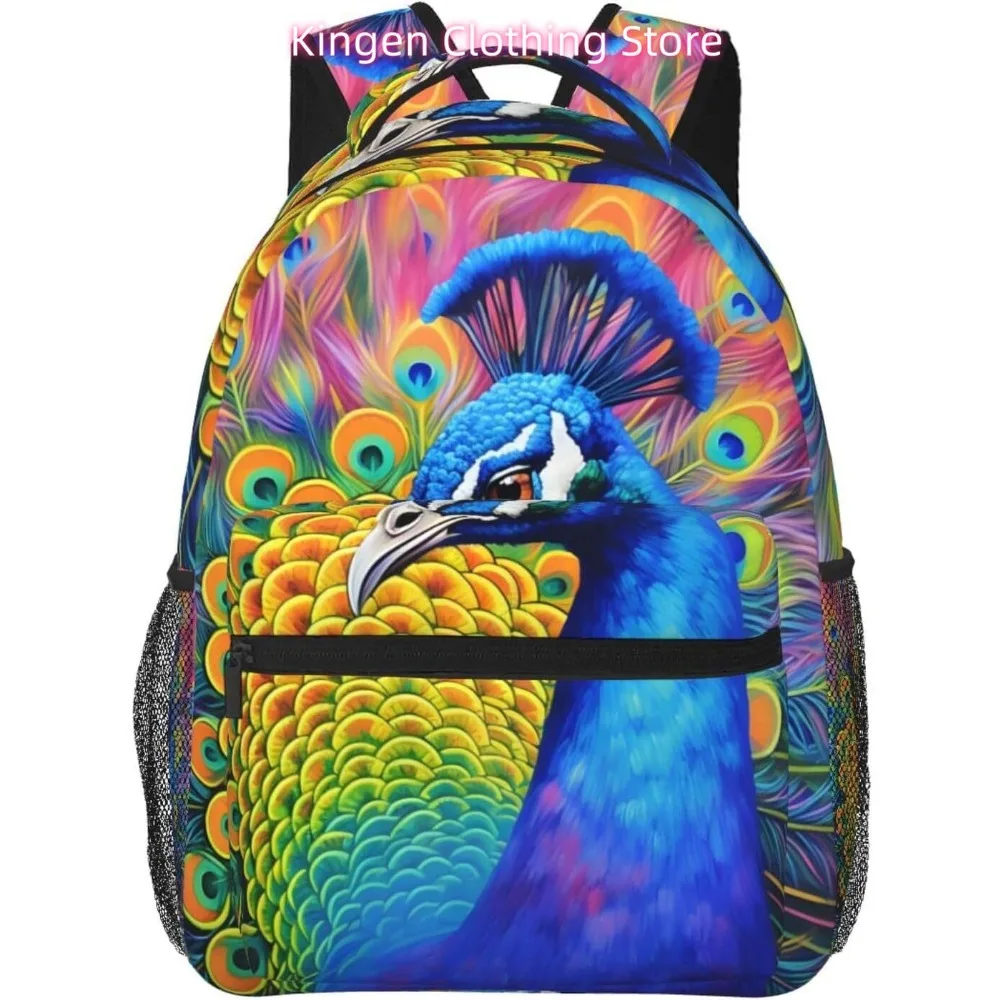 Bolsa para laptop de volta às aulas, pavão fofo, leve, mochila para laptop, leve, multiuso, viagem, casual, unissex, colega