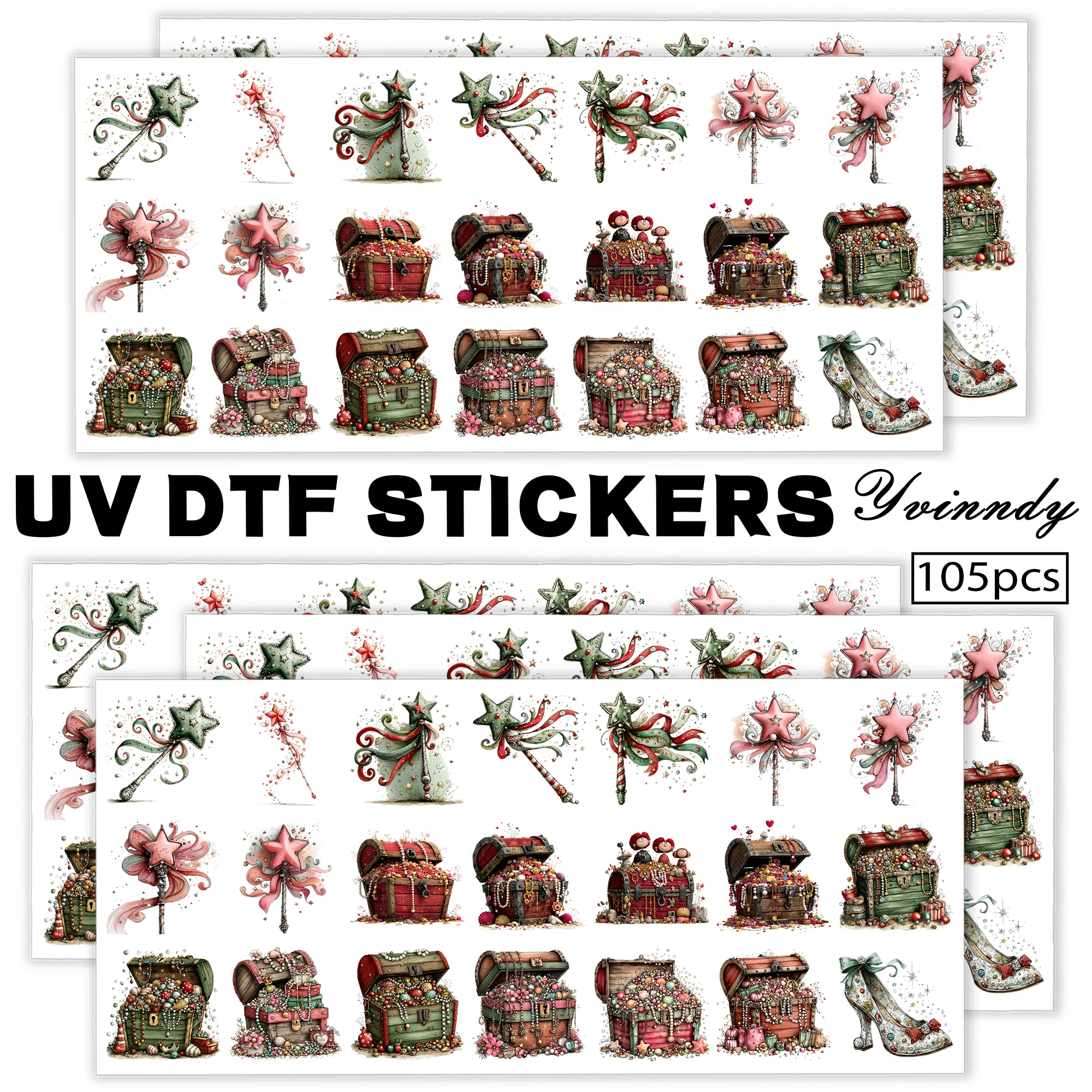 

105Pcs/Set Fairy Tale Magic Keychain Transfer Paper UV DTF Transfer Paper Durable High-viscosity Transfer Paper