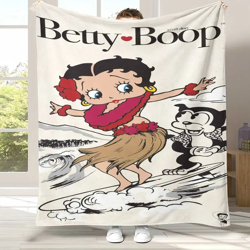 Cute B-Betty Girl B-Boop Cartoon Soft Flannel Throw Blanket,Cozy Blanket for Bed,Sofa,Living Room,Picnic,Camping,Home Decor,Gift