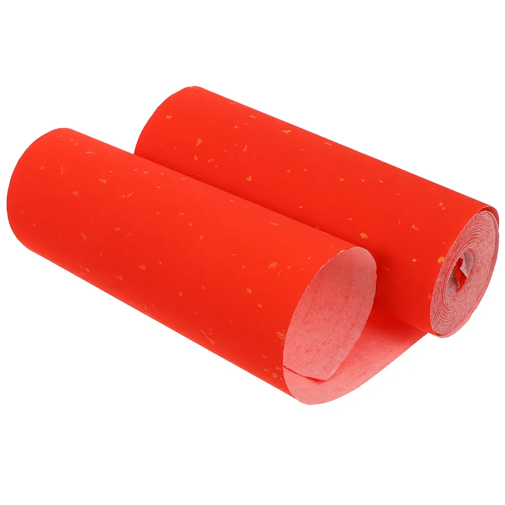 1 Roll Bright Red Gold Pattern Classic Chinese Calligraphy Couplet Paper Smooth Tough Spring Festival Writing Scroll Red Xuan
