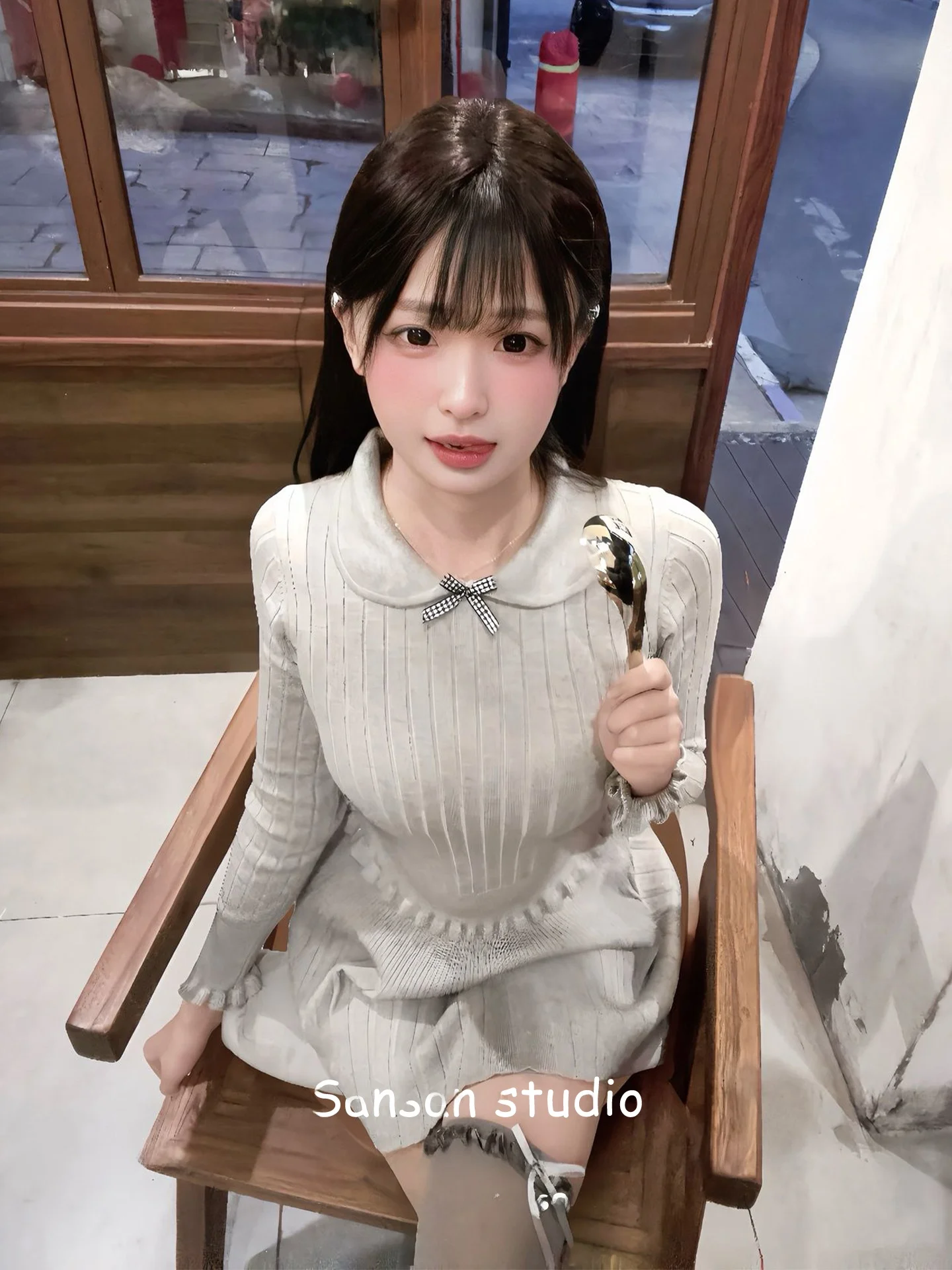 

French Sle Slim Fit Knitted Sweater with Bow Design And Pencil Skirt Set Women's Spring Faion Breathable Soft Medium Fabric