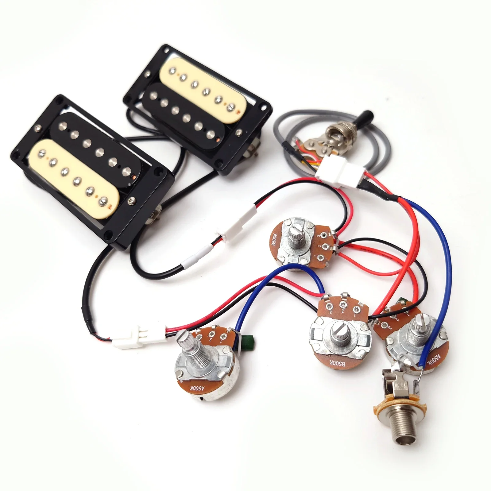 Guitar Humbucker Pickups Alnico 2 with 2V2T Wiring Harness and 2C Quick-connect Terminals Set for LP Guitars Replacement Parts