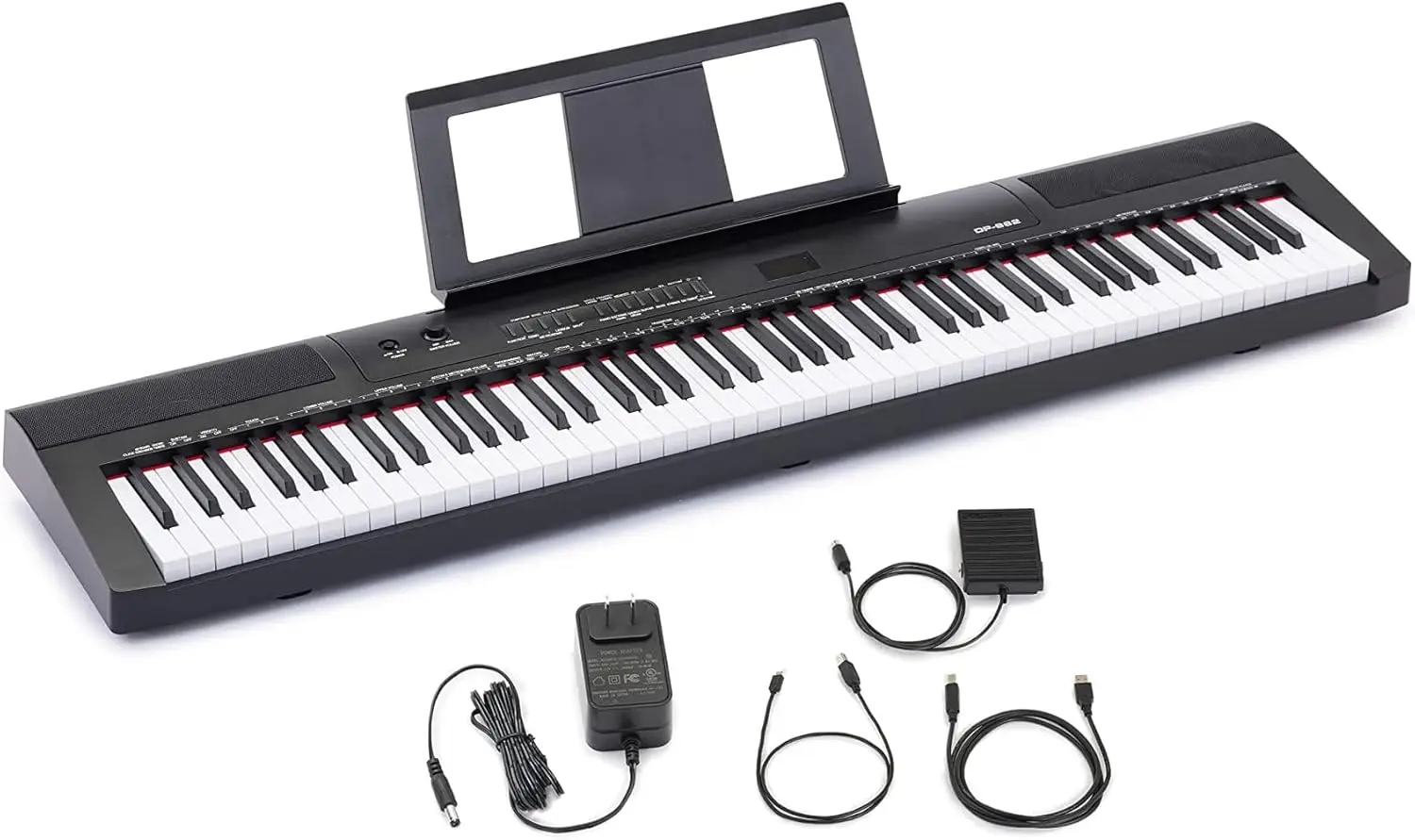 Tastiera elettrica 88 tasti, pianoforte digitale semiponderato con pedale di sostegno, alimentatore, 2 altoparlanti, modalità lezione