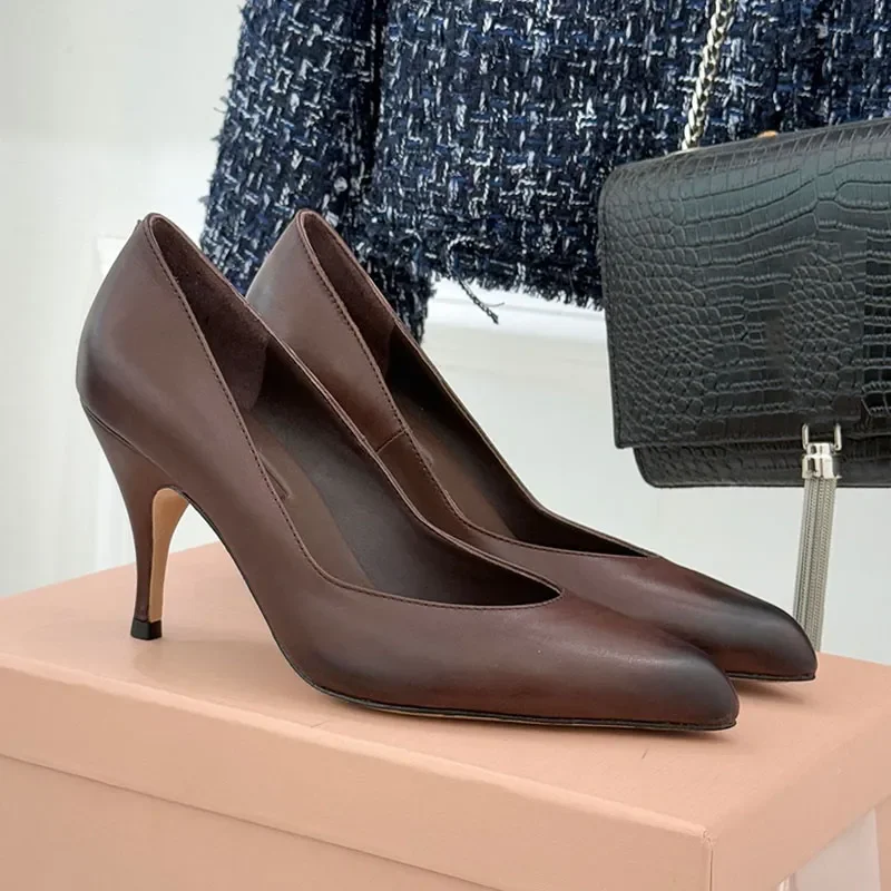 

Leather Pumps Ladie Calf Leather Waxed Pump 5I546E Womens Fashion Sensual High Heels Designer Paris Fashion Week Pointed High He