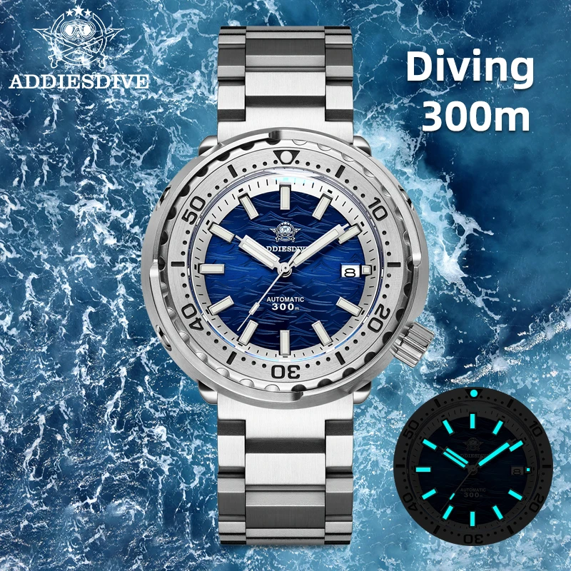 ADDIESDIVE Luxury Tuna Watch for Men Sapphire NH35 Automatic Mechanical 300m Diving Wristwatch Luminous Steel Diver's Watches