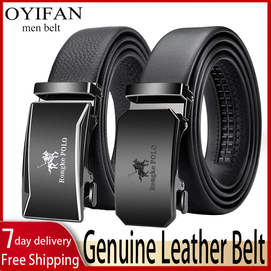 Ceinture en cuir véritable pour hommes Ceinture d'affaires pour hommes Ceinture réglable automatique Style créateur de mode