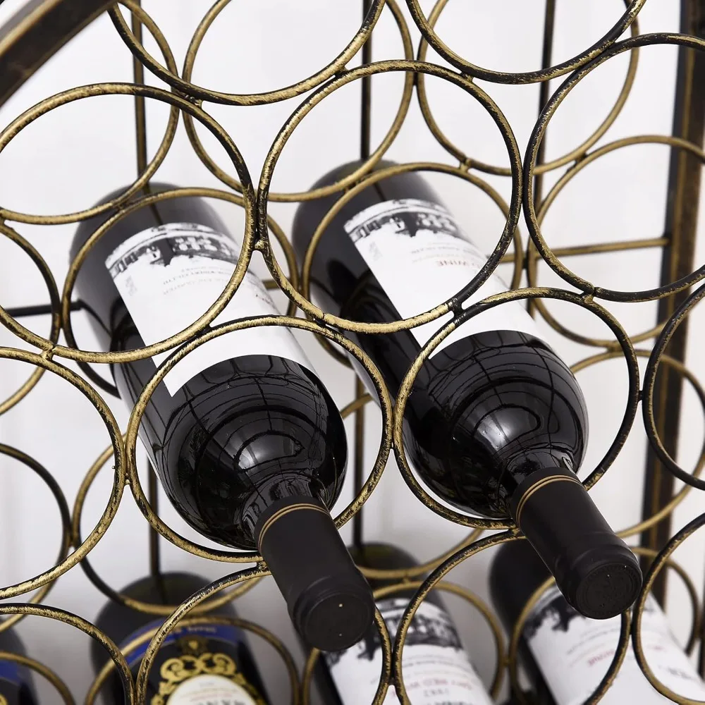 Rak Anggur Besi Tempa Antik Berwarna Perunggu untuk 45 Botol dengan Kunci - Desain Terinspirasi Penjara
