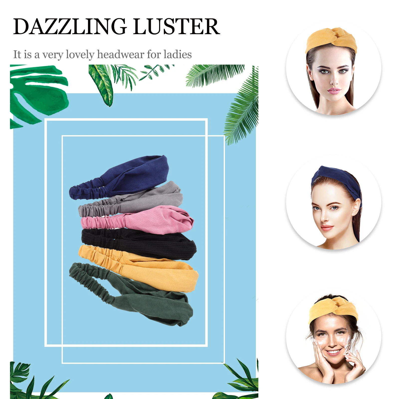 

6pcs Fashion Headbands For Women Cross Knot Hairband Lightweight Stretchy For Yoga Sports Makeup Exercise Wear