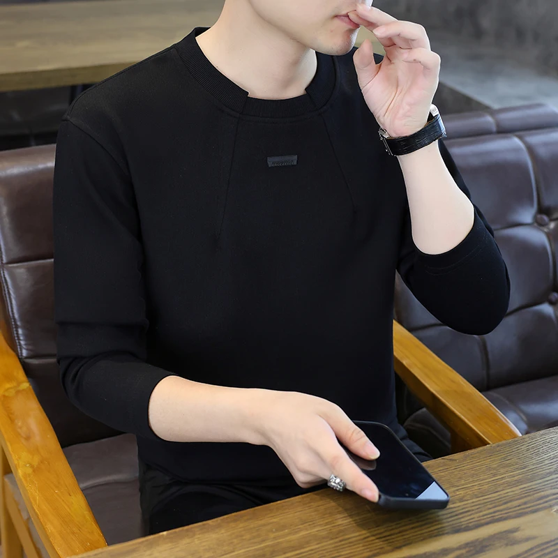 

Spring Autumn Men's Patchwork Sweatirt Long Sve Casual Outerwear Single Piece Simple Color T-irt Faion Urban S...