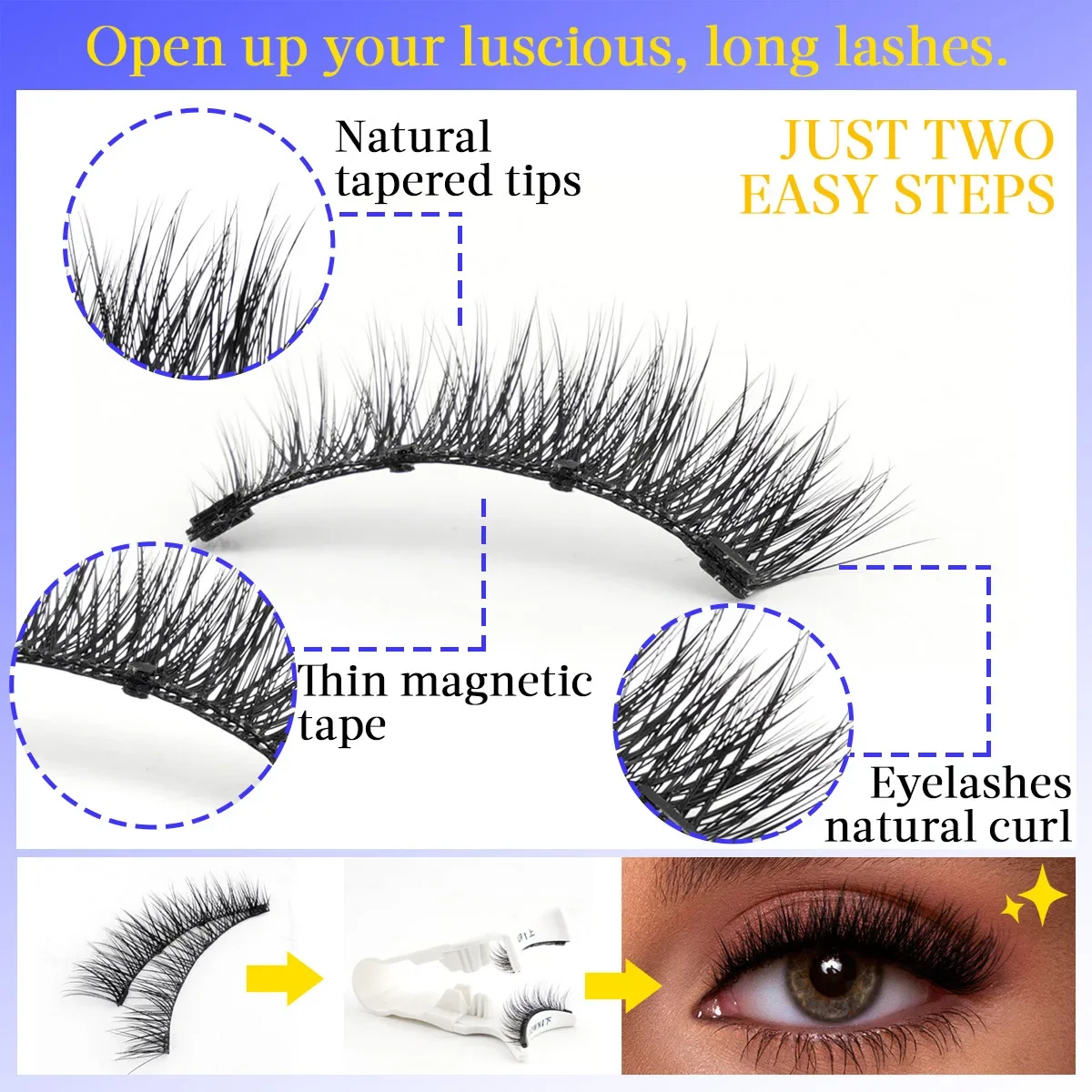 5 รูปแบบReusable Magnetic Eyelashesแหนบชุดใช้งานง่ายEyelash ExtensionธรรมชาติCurler 3 ขั้นตอนกดบนขนตาปลอม