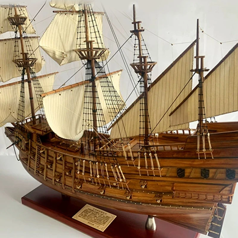 Large Wooden Ship Model San Francisco Fleet Model Finished Solid Wood Sailing Ornaments Toy Spanish Fleet Model Toy Gift