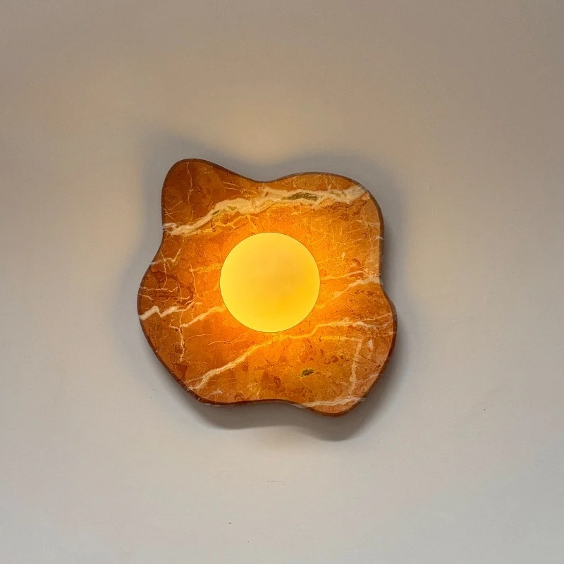 

French Vintage Travertine Wall Lamp Designer Sconce for Living Room Bedroom Bedside Aisle Entrance Homestay Villa Lighting
