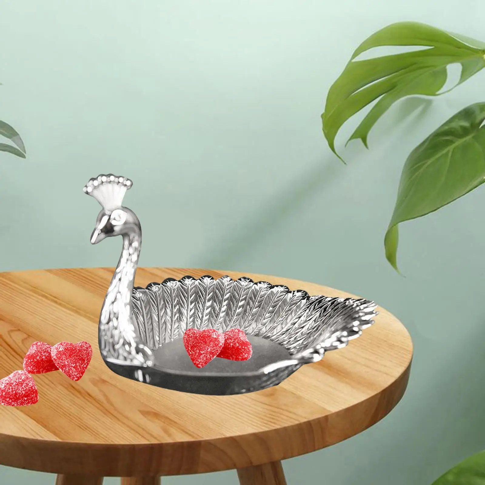 

Gold Peacock Shape Fruit Plate Dessert Candy Snack Nut Serving Tray Dish