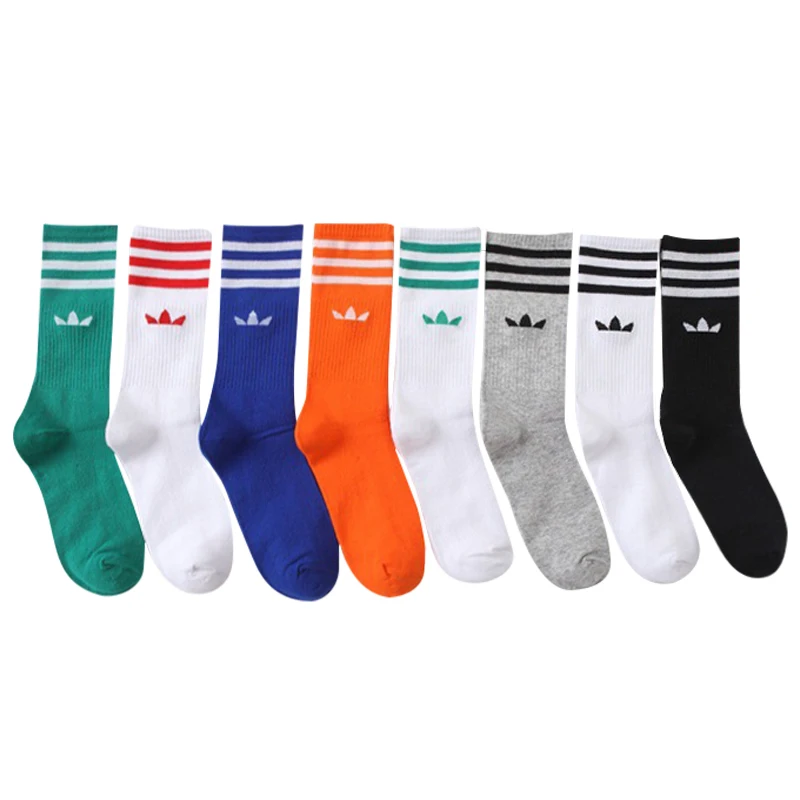 2023 New Fashion Pure Color High Tube Sports Socks Clover Men and Women Cotton Socks Wild Ins Socks Striped Socks