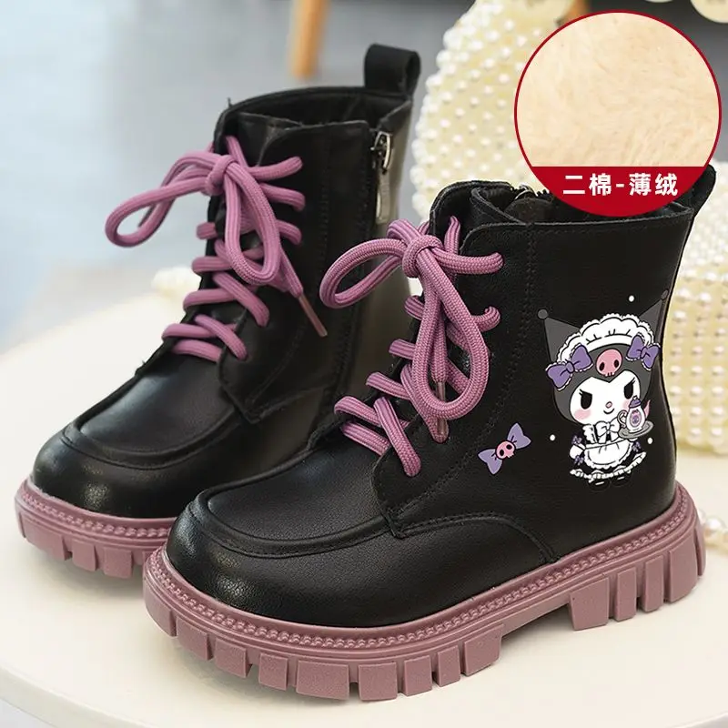 

Kawaii Sanrio Kids Sneakers Girl's Ankle Boot Cute Princess Children Causal Leather Boots Versatile Kids Short Boots Non-Slip